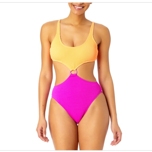 NWT Salt & Cove Juniors' Colorblocked One-Piece Monokini, Peach - Picture 1 of 1